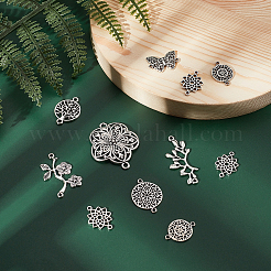 64Pcs 8 Style Tibetan Style Alloy Links Connectors&nbsp;TIBE-SC0001-58