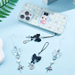 4Pcs 2 Style Acrylic & Glass & Alloy Mobile Straps&nbsp;HJEW-HS00010