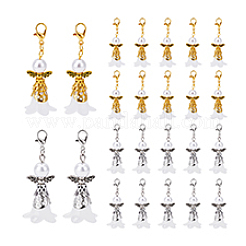 60Pcs 2 Colors Angel ABS Plastic Imitation Pearl & Acrylic Pendant Decorations&nbsp;HJEW-PH02078