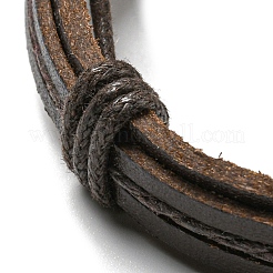 6Pcs 6 Style Adjustable Braided Imitation Leather Cord Bracelet Set with Waxed Cord for Men&nbsp;BJEW-F458-05