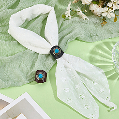 2Pcs 2 Colors Leather & Alloy & Synthetic Turquoise Scarf Clips&nbsp;AJEW-CL0005-24A