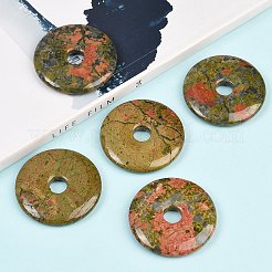 Natural Unakite Pendants&nbsp;G-C220-F01-40mm