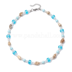 Summer Beach Natural Shell & Glass & Synthetic Turquoise Beaded Necklaces for Women&nbsp;NJEW-JN05247
