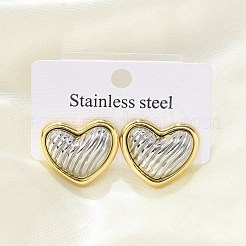 304 Stainless Steel Two Tone Stud Earrings&nbsp;EJEW-A124-01D