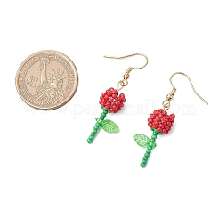 Grade A Round Glass Seed Beads Flower Dangle Earrings&nbsp;EJEW-MZ00451