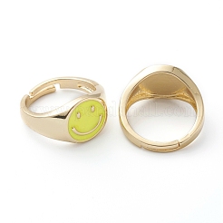 Adjustable Brass Enamel Finger Rings&nbsp;RJEW-Z006-E-01