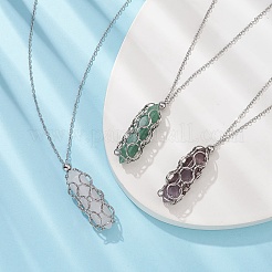 Natural Mixed Gemstone Bullet Pendant Necklace&nbsp;NJEW-JN04421