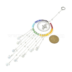 Round & Teardrop Copper Wire Wrapped Glass Pendant Decorations&nbsp;HJEW-JM01143