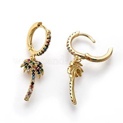 Brass Dangle Hoop Earrings&nbsp;EJEW-F190-10G