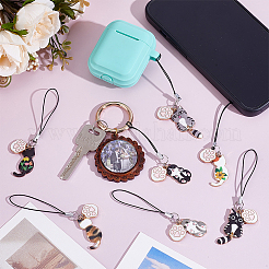 15Pcs Alloy Enamel Mobile Straps. Cat Shape&nbsp;HJEW-PH02117