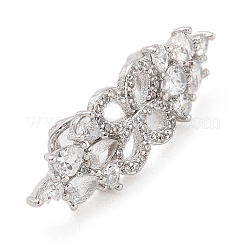 Rack Plating Brass Clear Cubic Zirconia Flower Connector Charms&nbsp;KK-A234-051P
