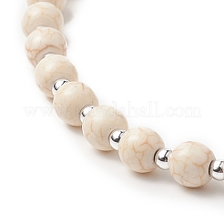 Natural Lava Rock & Synthetic Turquoise Rosary Bead Necklace&nbsp;NJEW-JN04237-02