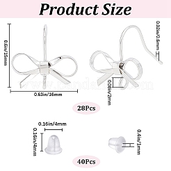 28Pcs Bowknot Shape Brass Earring Hook&nbsp;DIY-SP0001-06P
