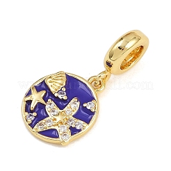 Brass Micro Pave Clear Cubic Zirconia European Dangle Charms&nbsp;KK-N271-46G-02