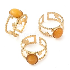 Oval Natural Agate Finger Rings&nbsp;RJEW-Z057-11G-06
