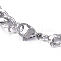 667 Stainless Steel Figaro Chain ID Bracelets&nbsp;BJEW-G631-05P-1