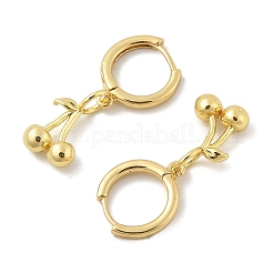 Brass Cherry Hoop Earrings&nbsp;EJEW-M077-19G-03