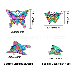12Pcs 6 Styles 304 Stainless Steel Pendant Rhinestone Settings&nbsp;STAS-CA0002-01