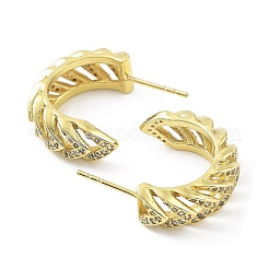 Letter C Rack Plating Brass Micro Pave Clear Cubic Zirconia Stud Earrings for Women&nbsp;KK-Z038-13G