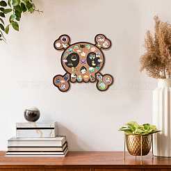 Skull Wall Mounted Brooch Jewelry Display Cork Tray&nbsp;AJEW-WH0567-56