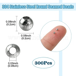 304 Stainless Steel Round Seamed Beads&nbsp;STAS-YW0001-84
