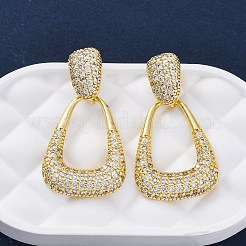 Teardrop Brass Micro Pave Clear Cubic Zirconia Cuff Earrings&nbsp;EJEW-K305-01G