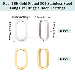 6 Pairs 2 Colors 304 Stainless Steel Huggie Hoop Earrings&nbsp;STAS-BBC0010-71