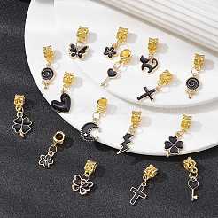 50Pcs 10 Styles Alloy Black Enamel European Dangle Charms&nbsp;PALLOY-CJ0002-79