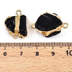 Raw Rough Natural Obsidian Nuggets Connector Charms&nbsp;G-T141-17