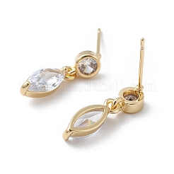 Clear Cubic Zirconia Horse Eye Dangle Stud Earrings&nbsp;EJEW-L261-005G