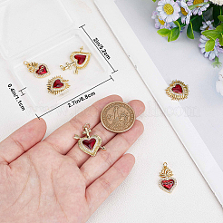 6Pcs 3 Styles Brass Micro Pave Clear Grade AAA Cubic Zirconia Pendants&nbsp;KK-BBC0015-33A