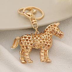 Cartoon Alloy Rhinestone Horse Pendant Keychain&nbsp;PW23062660618