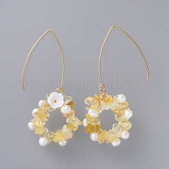 Chip Natural & Synthetic Gemstone Dangle Earrings&nbsp;EJEW-JE03977