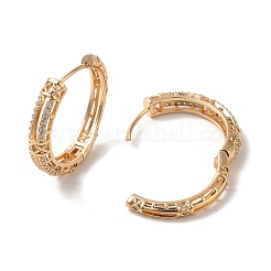 Brass Micro Pave Cubic Zirconia Hoop Earrings&nbsp;EJEW-M238-76KCG