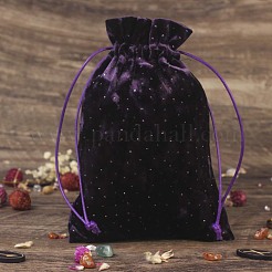 Velvet Jewelry Storage Drawstring Pouches with Rhinestones&nbsp;WICR-PW0008-07B