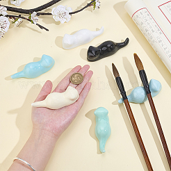 6Pcs 6 Colors Ceramics Cat Shape Calligraphy Brush Holder&nbsp;AJEW-PH0006-44