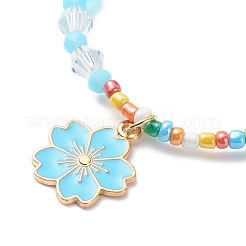 Alloy Enamel Sakura Charm Bracelet&nbsp;BJEW-JB08850