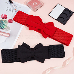 2Pcs 2 Colors Cloth Bowknot Sash Tie Elastic Chain Belt&nbsp;AJEW-CP0008-11
