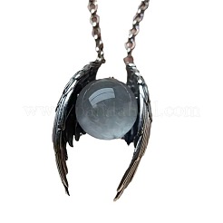 Alloy Angel Wings with Glass Sphere Pendant Necklaces&nbsp;FS-WGA1663-01