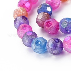 Transparent  Electroplate Crackle Glass Beads Strands&nbsp;X-EGLA-T008-13