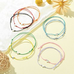 10Pcs 10 Color Alloy Heart Beaded Cord Bracelets Set&nbsp;BJEW-JB08182