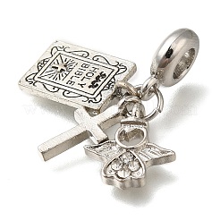 Rack Plating Alloy Crystal Rhinestone European Dangle Charms&nbsp;PALLOY-A009-04P