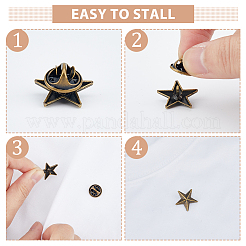24Pcs Alloy Star Lapel Pin Brooches&nbsp;JEWB-FH0001-37AB