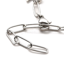 CCB Pearl & 304 Stainless Steel Charm Bracelet with Paperclip Chains for Women&nbsp;BJEW-C025-05P