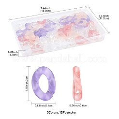60Pcs 5 Colors Transparent Acrylic Linking Rings&nbsp;OACR-FS0002-54