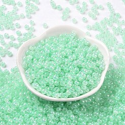 6/0 Opaque Colours Rainbow Plated Round Glass Seed Beads&nbsp;SEED-T006-04D-03