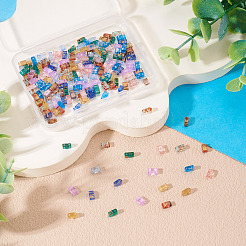 180Pcs 9 Colors 2-Hole Transparent Glass Seed Beads&nbsp;SEED-TA0001-59