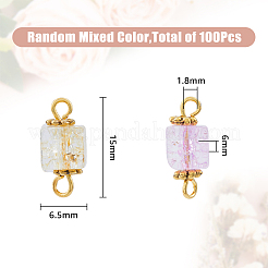 100Pcs Crackle Glass Connector Charms&nbsp;FIND-HY0001-35