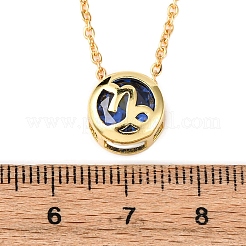 Brass Pave Cubic Zirconia Birth Stone Constellation Pendant Cable Chain Necklaces&nbsp;NJEW-D334-01G-06