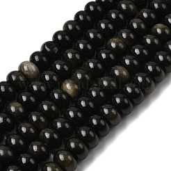 Natural Golden Sheen Obsidian Beads Strands&nbsp;G-A280-A15-02